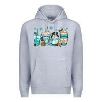Heather Grey winter coffee cups Premium Hoodie - OliviaCreatesArt