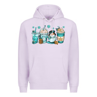 Lilac winter coffee cups Premium Hoodie - OliviaCreatesArt