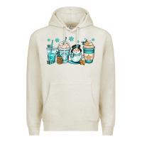 Oatmeal Heather winter coffee cups Premium Hoodie - OliviaCreatesArt