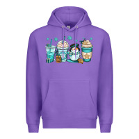 Purple winter coffee cups Premium Hoodie - OliviaCreatesArt