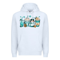 White winter coffee cups Premium Hoodie - OliviaCreatesArt