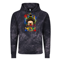 Cloud Black autism mom messy bun Vintage Hoodie - LillyAllenDesigns