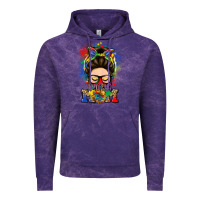 Cloud Purple autism mom messy bun Vintage Hoodie - LillyAllenDesigns