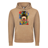 Vintage Coffee autism mom messy bun Vintage Hoodie - LillyAllenDesigns