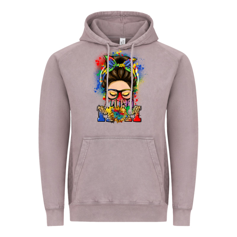 Autism Mom Messy Bun Vintage Hoodie by LillyAllenDesigns | Teevron