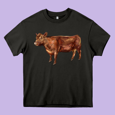 Red Angus Cow Heavy Core Tee Designed By Lillyallendesigns