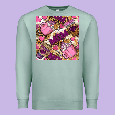 Mom Coffee Cups With Leopard Digital Paper Premium Sweatshirt Designed By Bundleandbundleshop