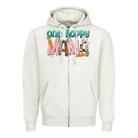 Oatmeal Heather One hoppy mama mother's day Zipper Hoodie - HowdyJamesFarm