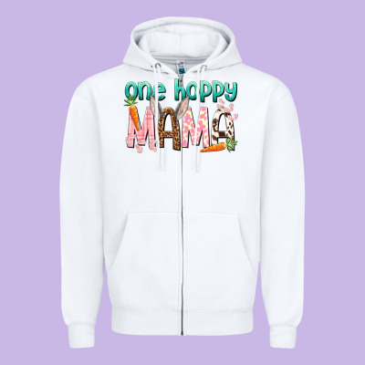 One Hoppy Mama Mother's Day Zipper Hoodie Designed By Howdyjamesfarm