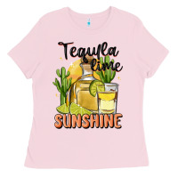 Bubblegum Pink tequila lime sunshine Ladies Tee - MaliasSmallBusiness