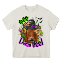 Cream Moo i mean boo Cow Heavy Core Tee - NancyCooperArtShop