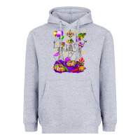 Heather Grey Mardi Gras Skeletons Heavyweight Hoodie - BundleAndBundleShop
