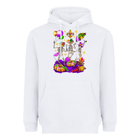White Mardi Gras Skeletons Heavyweight Hoodie - BundleAndBundleShop
