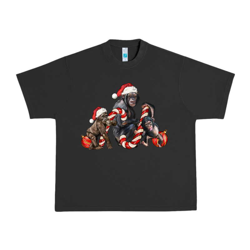 Christmas Chimpanzee And Gorilla Urban Heavy Tee by LillyAllenDesigns | Teevron