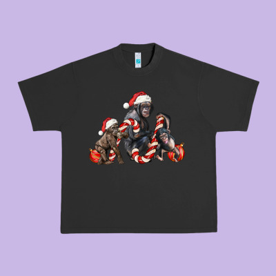 Christmas Chimpanzee And Gorilla Urban Heavy Tee Designed By Lillyallendesigns