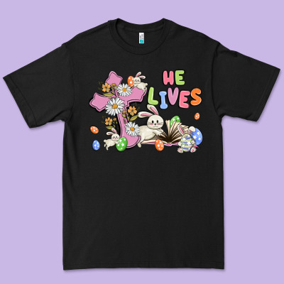 He Lives With Bunnys And Eggs Premium Tee Designed By Maliassmallbusiness