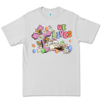 Dove Grey he lives with bunnys and eggs Premium Tee - MaliasSmallBusiness