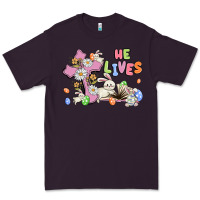 Plum he lives with bunnys and eggs Premium Tee - MaliasSmallBusiness