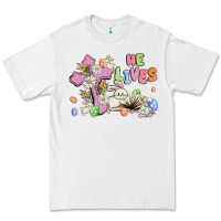 White he lives with bunnys and eggs Premium Tee - MaliasSmallBusiness