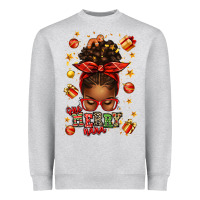 One Merry Nana Christmas Afro Messy Bun Heavyweight Sweatshirt | Teevron