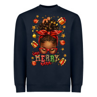 Navy one merry nana christmas afro messy bun Heavyweight Sweatshirt - texasbilliewilder