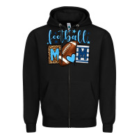 Black Football mom blue team color  mother's day Zipper Hoodie - HowdyJamesFarm