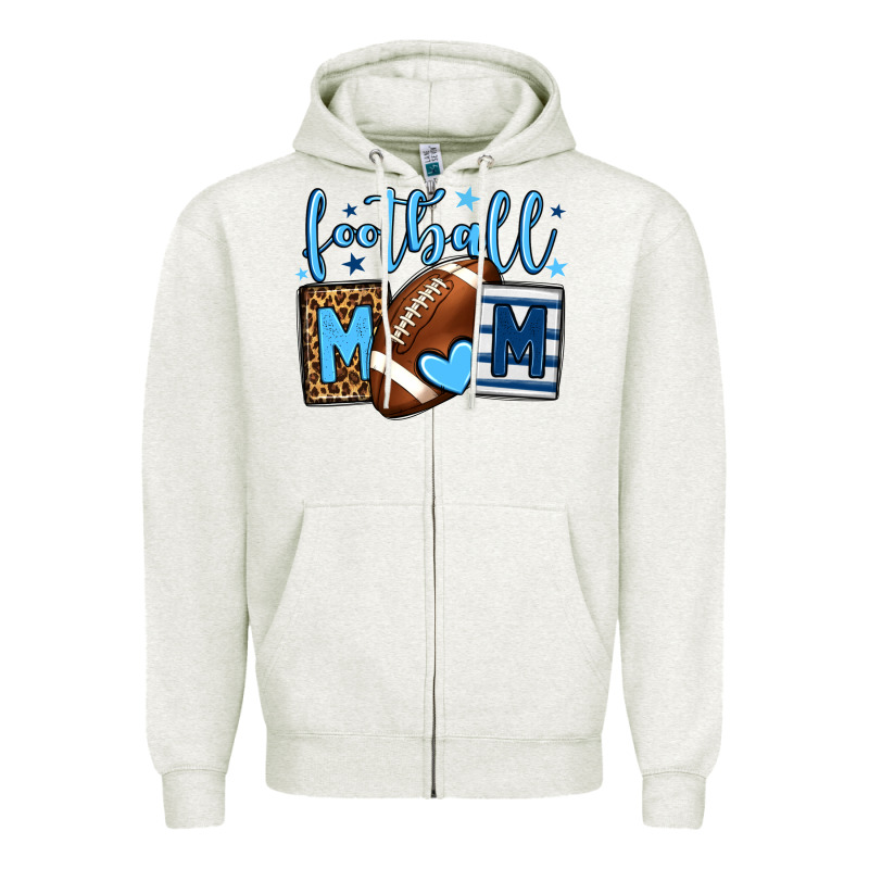 Football Mom Blue Team Color  Mother's Day Zipper Hoodie by HowdyJamesFarm | Teevron