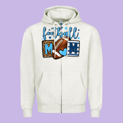 Football Mom Blue Team Color  Mother's Day Zipper Hoodie Designed By Howdyjamesfarm