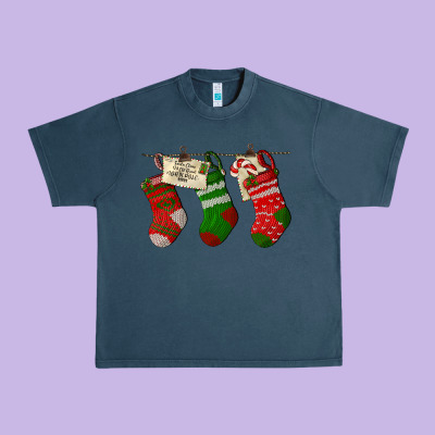 Christmas Socks With Santa Letter Urban Heavy Tee Designed By Lillyallendesigns
