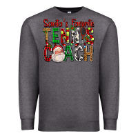 Charcoal Heather Santa's Favorite Tennis Coach For Christmas Premium Sweatshirt - FaDigitalArtStudio
