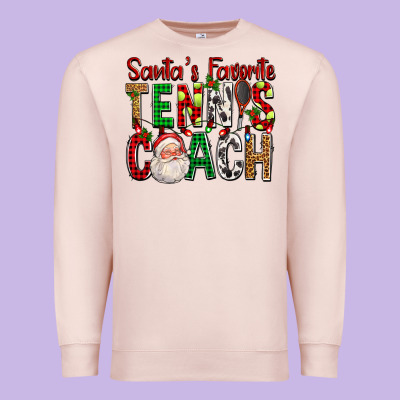 Santa's Favorite Tennis Coach For Christmas Premium Sweatshirt Designed By Fadigitalartstudio