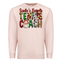 Pale Pink Santa's Favorite Tennis Coach For Christmas Premium Sweatshirt - FaDigitalArtStudio