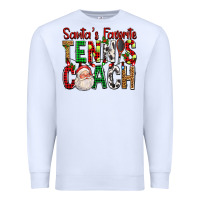 White Santa's Favorite Tennis Coach For Christmas Premium Sweatshirt - FaDigitalArtStudio