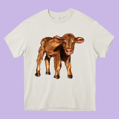 Red Angus Calf Heavy Core Tee Designed By Lillyallendesigns