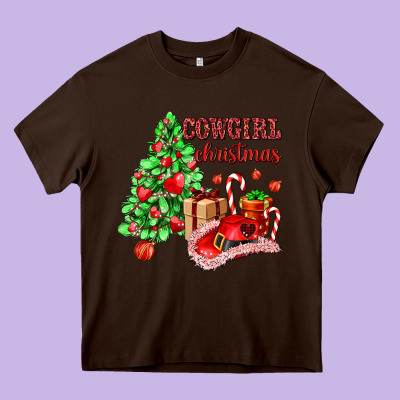 Cowgirl Christmas Heavy Core Tee Designed By Adodesignshop