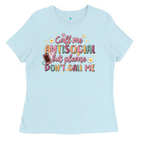 Baby Blue call me antisocial but please don't call me Ladies Tee - MaliasSmallBusiness