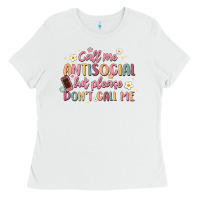 White call me antisocial but please don't call me Ladies Tee - MaliasSmallBusiness