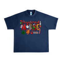 Navy Registered Nurse Christmas Urban Heavy Tee - LillyAllenDesigns