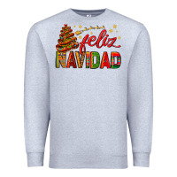 Heather Grey Feliz Navidad With Sombrero Tree Premium Sweatshirt - BundleAndBundleShop