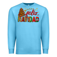 Ocean Blue Feliz Navidad With Sombrero Tree Premium Sweatshirt - BundleAndBundleShop