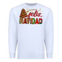White Feliz Navidad With Sombrero Tree Premium Sweatshirt - BundleAndBundleShop