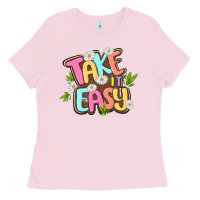 Bubblegum Pink take it easy Ladies Tee - MaliasSmallBusiness