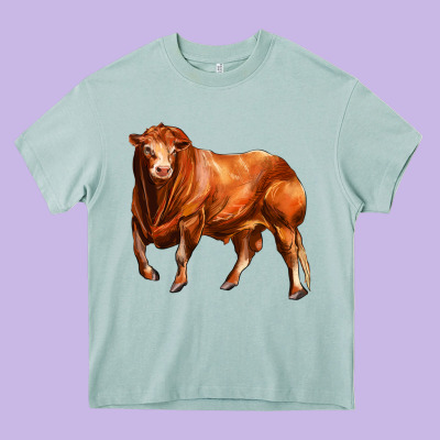 Red Angus Bull Heavy Core Tee Designed By Lillyallendesigns