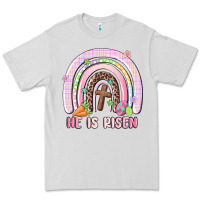 Dove Grey he is risen easter rainbow Premium Tee - MaliasSmallBusiness