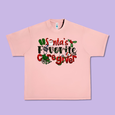 Santa's Favorite Caregiver Christmas Urban Heavy Tee Designed By Lillyallendesigns