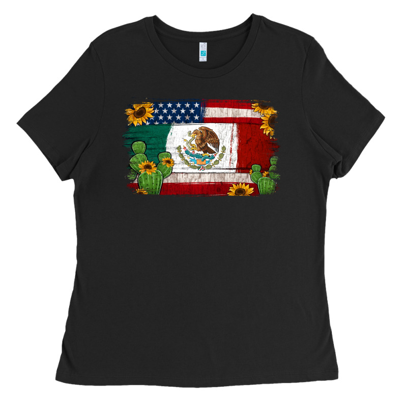 Mexican American Flag Background Ladies Tee by Jasminsmagicworld | Teevron