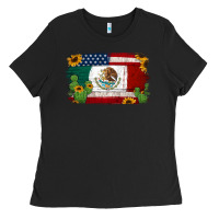Black mexican american flag background Ladies Tee - Jasminsmagicworld