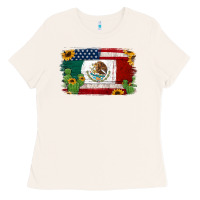 Bone mexican american flag background Ladies Tee - Jasminsmagicworld