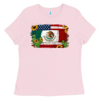 Bubblegum Pink mexican american flag background Ladies Tee - Jasminsmagicworld