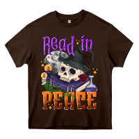 Chocolate Brown Read in peace Halloween Heavy Core Tee - NancyCooperArtShop